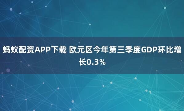 蚂蚁配资APP下载 欧元区今年第三季度GDP环比增长0.3%